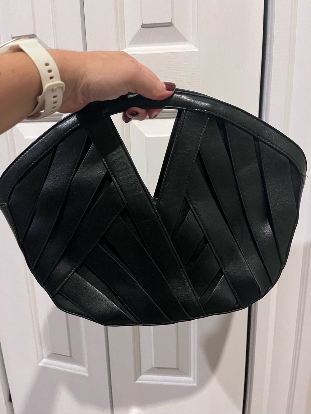Anthropologie Black Woven Clutch Wristlet